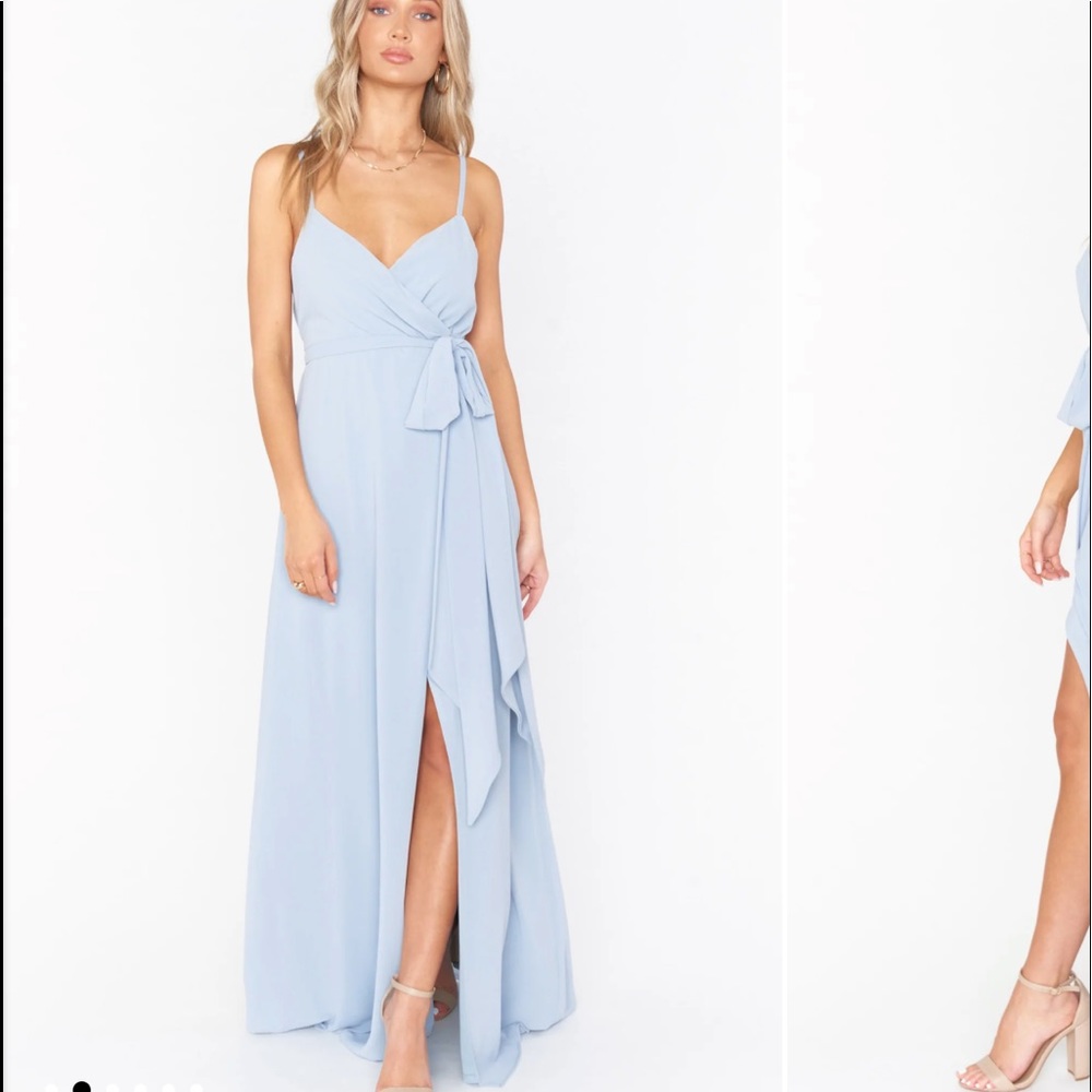 Show Me Your Mumu Liz Maxi dress steel blue chiffon size small